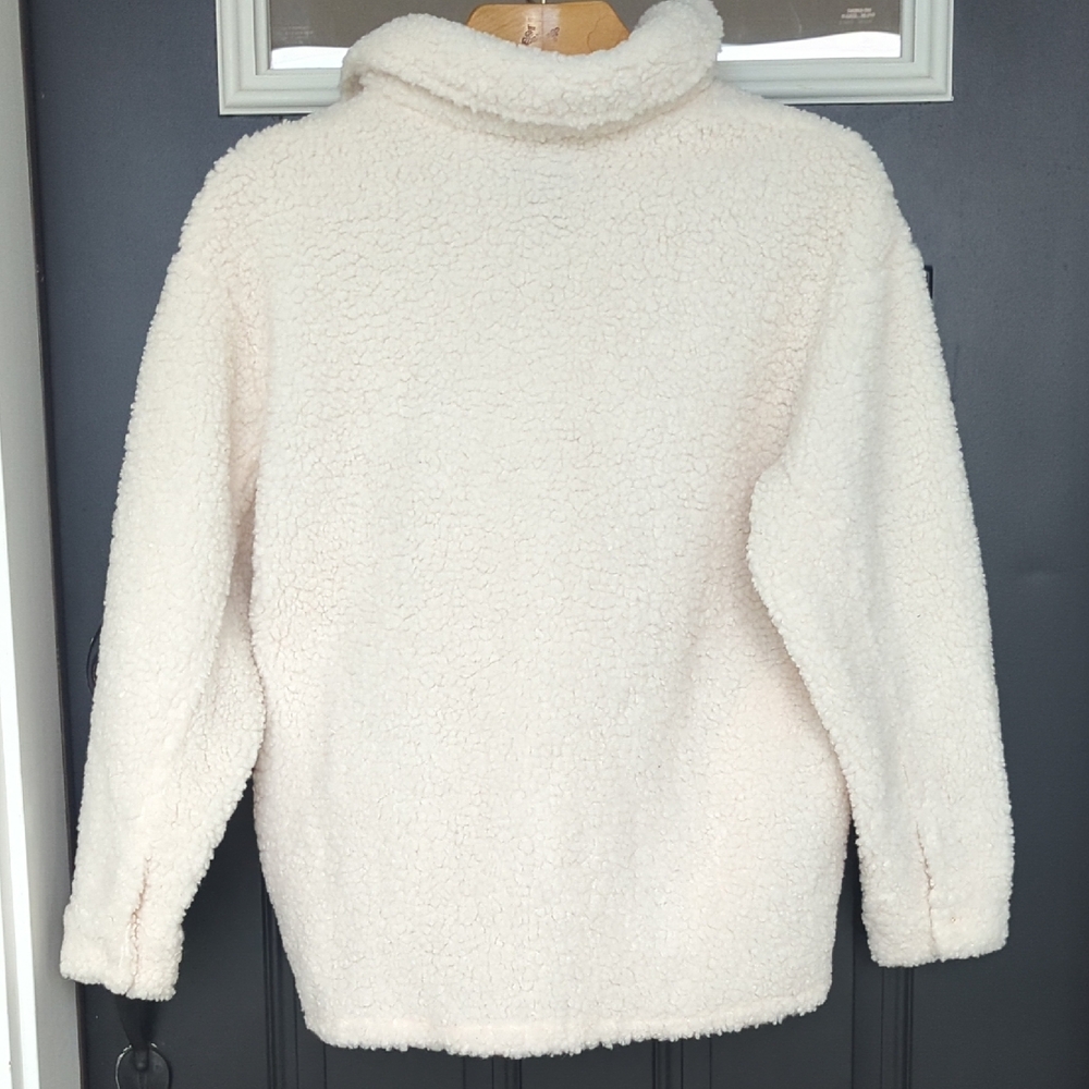 Steve Madden Cream Button front Sherpa Teddy Jacket Size Large - Picture 3 of 9